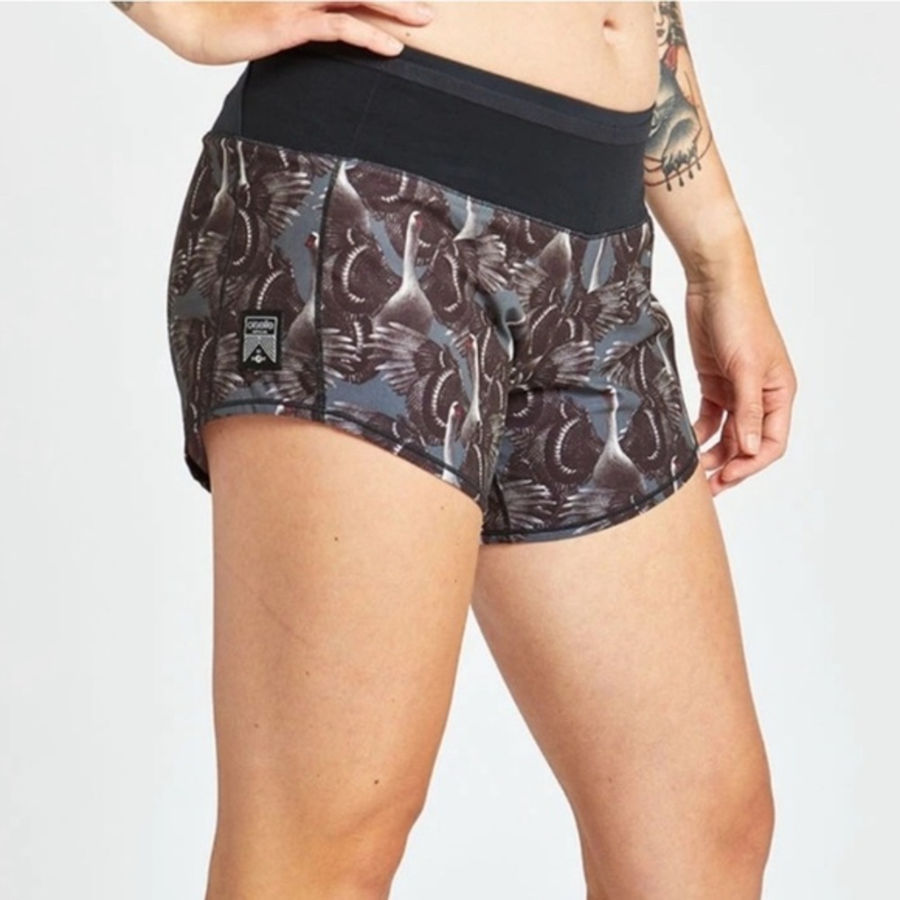 Oiselle Toolbelt Roga Running Shorts Limited Edition Swan Lake Print 2 (XS)